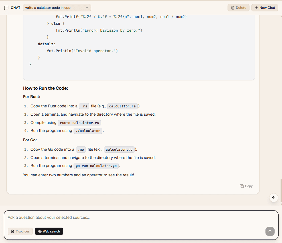Grounded chat answering a question with inline citations from the notebook's sources
